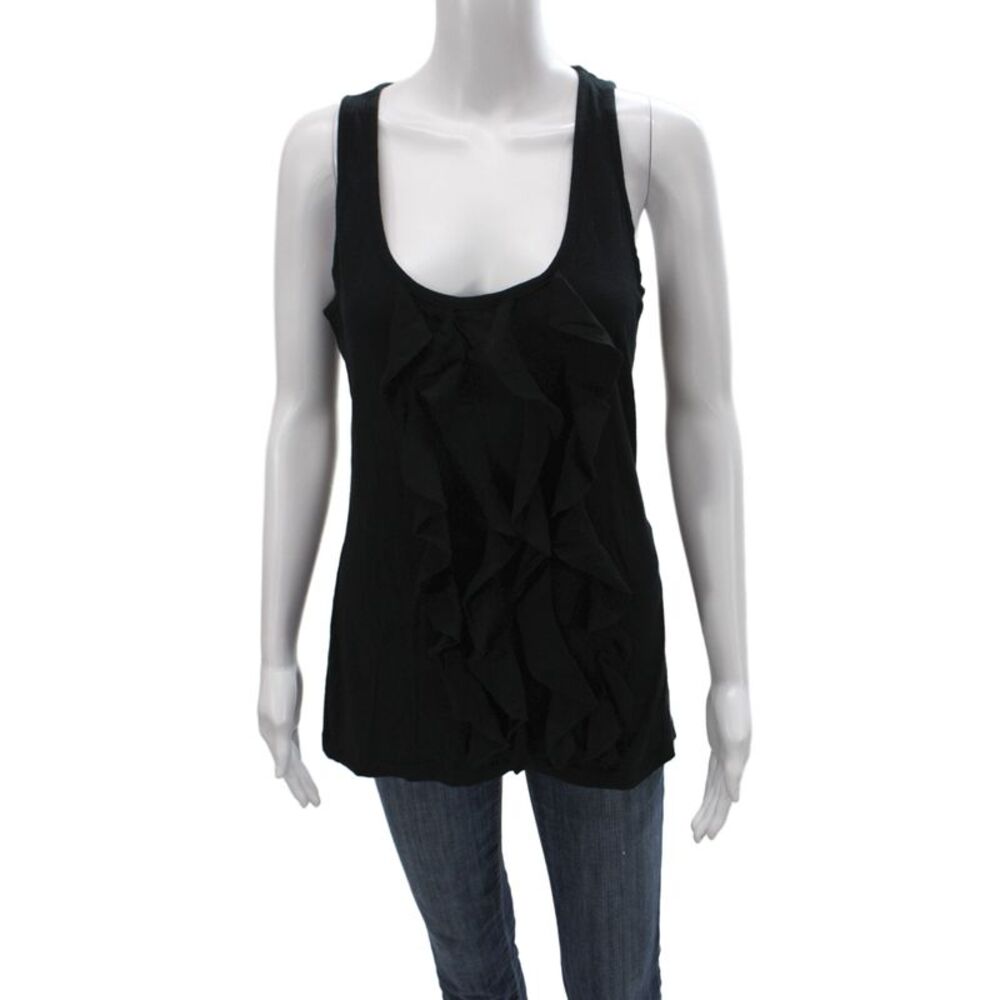 Velvet by Graham & Spencer Women Black Cotton Scoop Neck Sleeveless Tank Size L